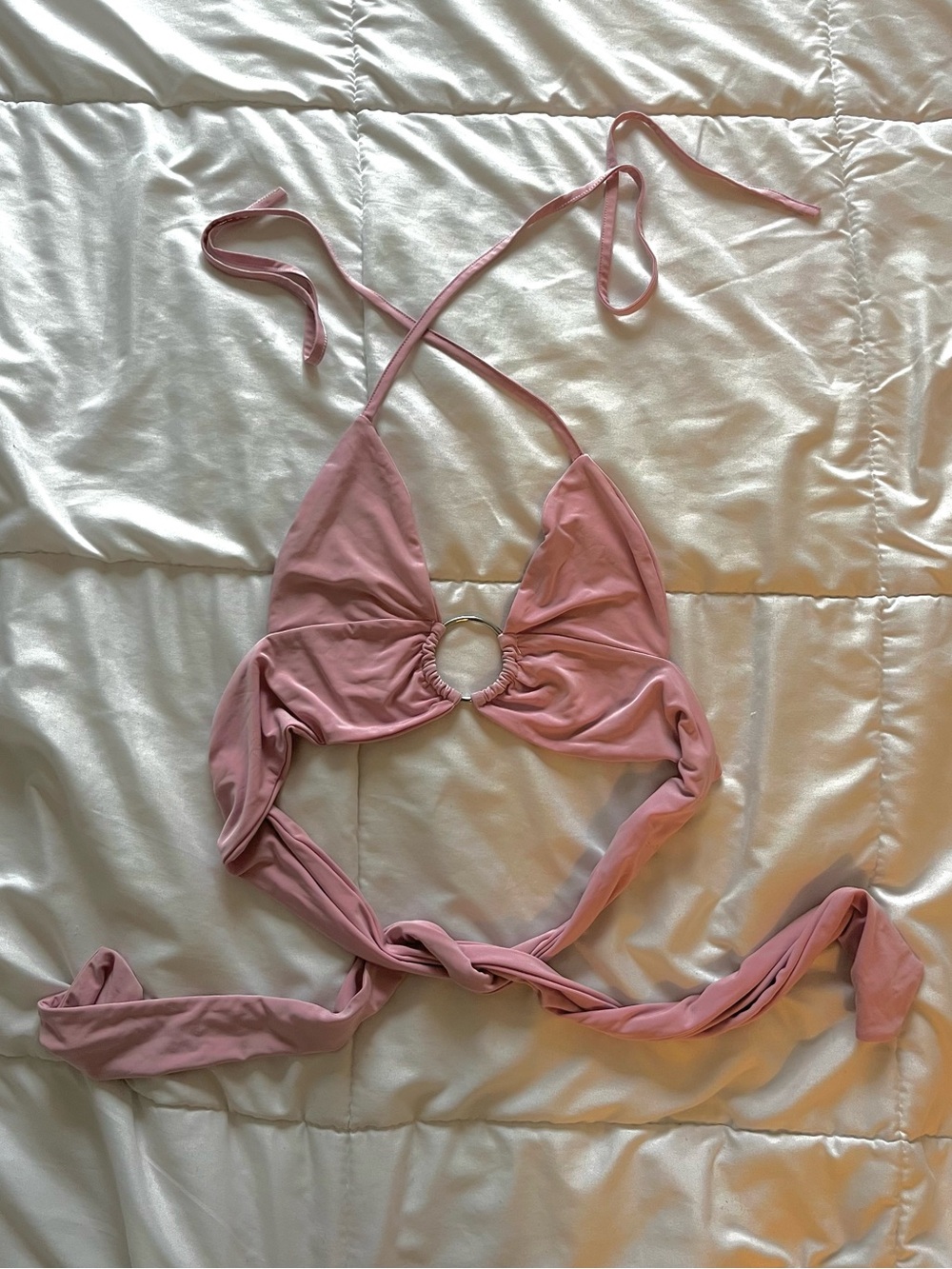 PrettyLittleThing Pink Ring Detail Halter Top Size 0/XS